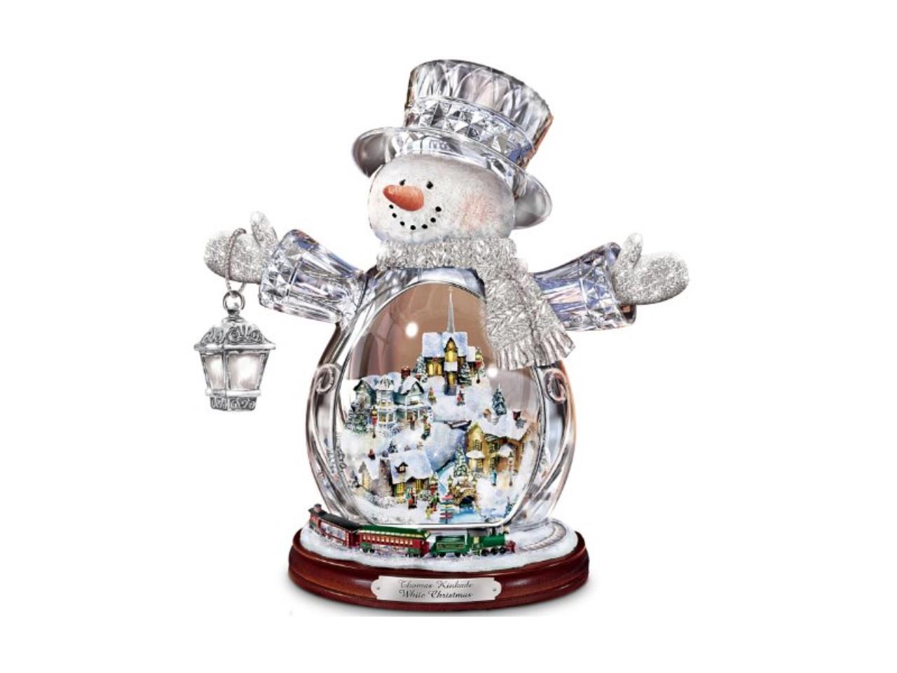 thomas kinkade white christmas masterpiece edition crystal snowman