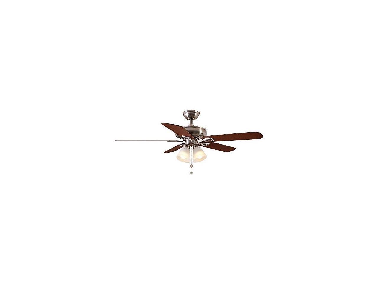Indoor Brushed Nickel Ceiling Fan with Light Kit Hampton Bay Carrolton 52 in