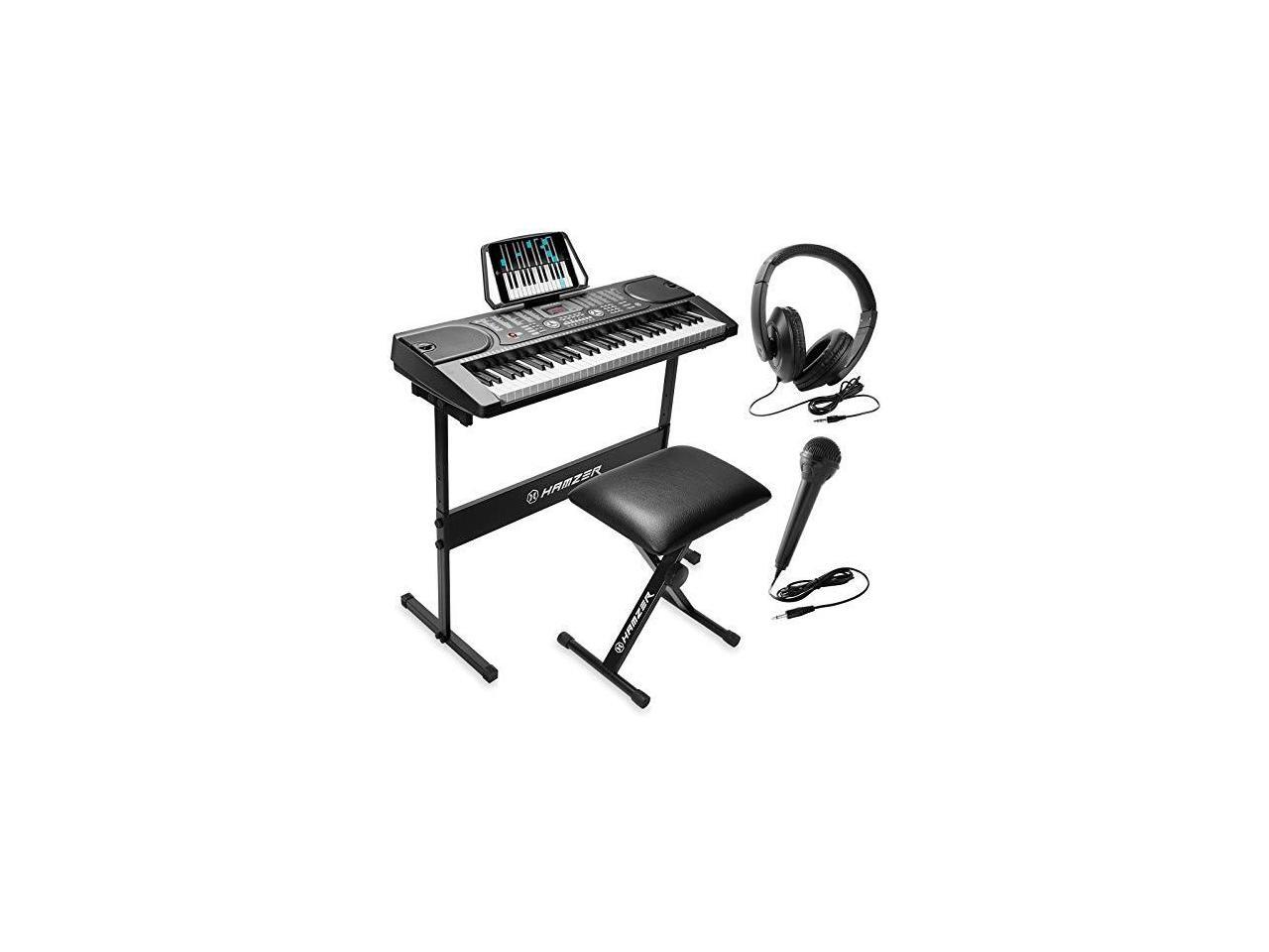 Hamzer 61Key Portable Electronic Keyboard Piano with Stand, Stool, Headphones, Microphone