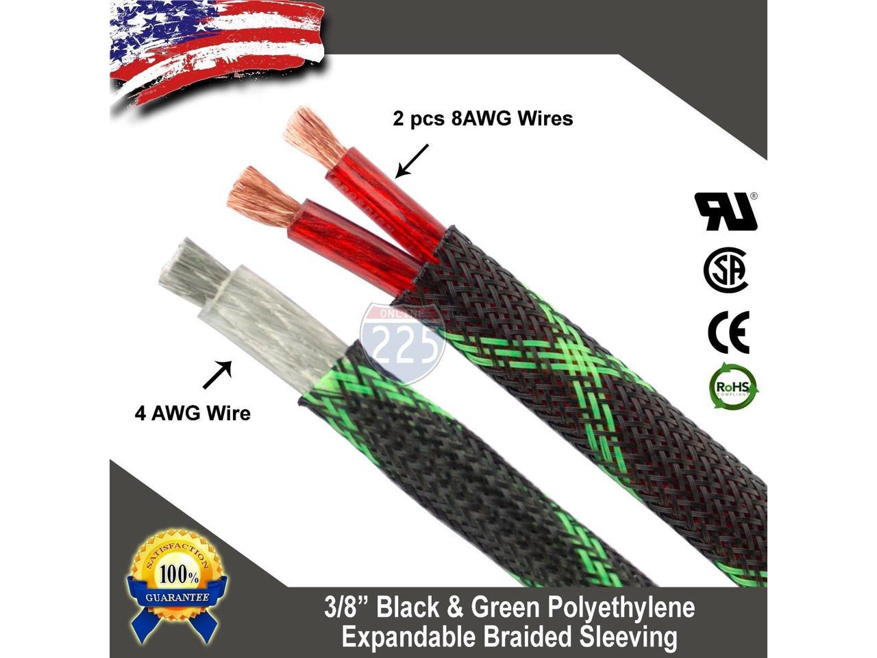 50 FT 3/8" Black Green Expandable Wire Sleeving Sheathing Braided Loom Tubing US 