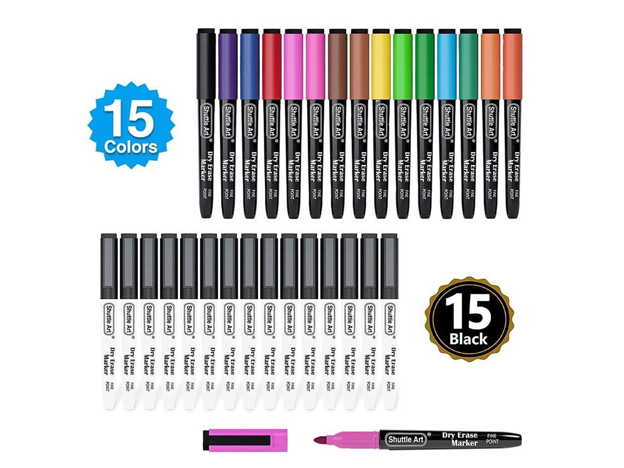 Shuttle Art Dry Erase Markers Bundle 15 Colors Dry Erase Markers + 15