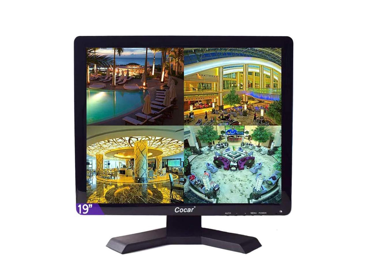 19 inch CCTV Security Monitor with BNC VGA HDMI AV Built-in Speaker 4:3 HD Display LCD Screen Display with USB Media Player for Home Surveillance Camera STB PC