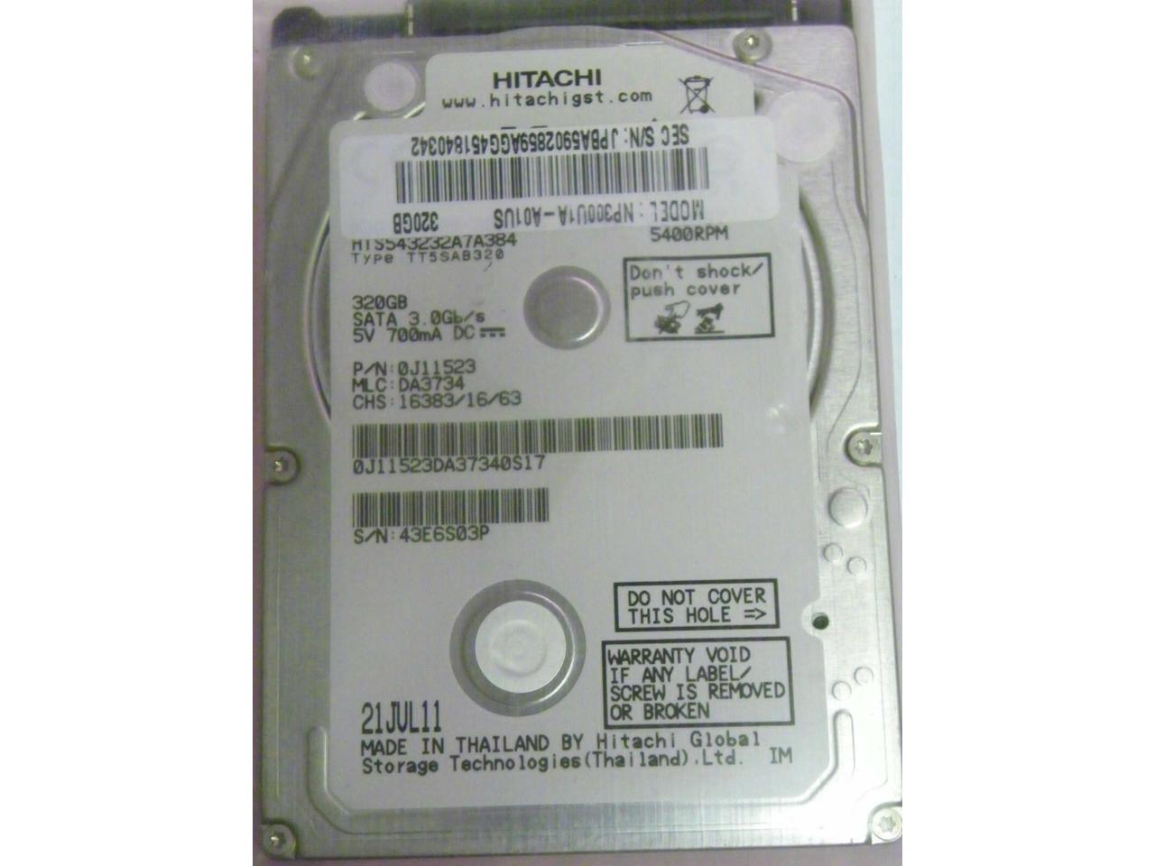 Hitachi HTS543216L9SA00 PN:0A59303 MLC:DA2352 160gb 2.5" Sata Hard Drive 
