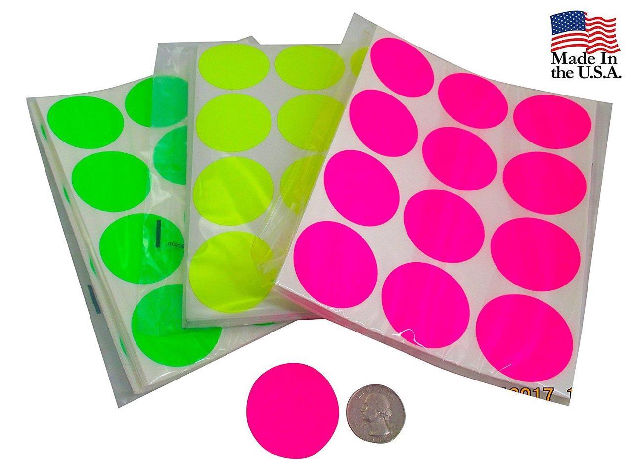 Details about   2520 x assorted colour neon sticky labels 25mm circles round circular stickers 