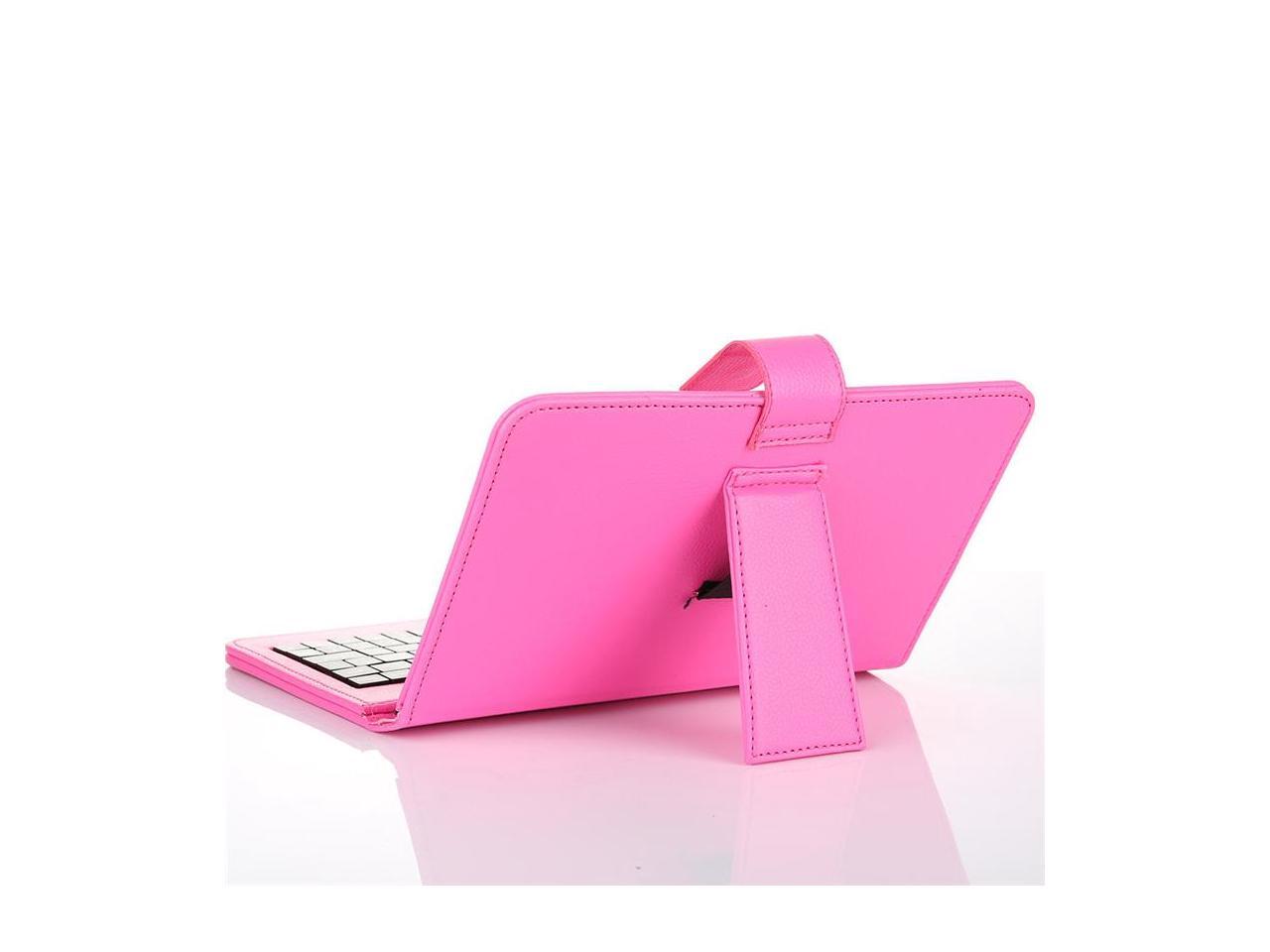 Pink Mini Keyboard Phone Micro USB Wired Keyboard Flip Holster Case For
