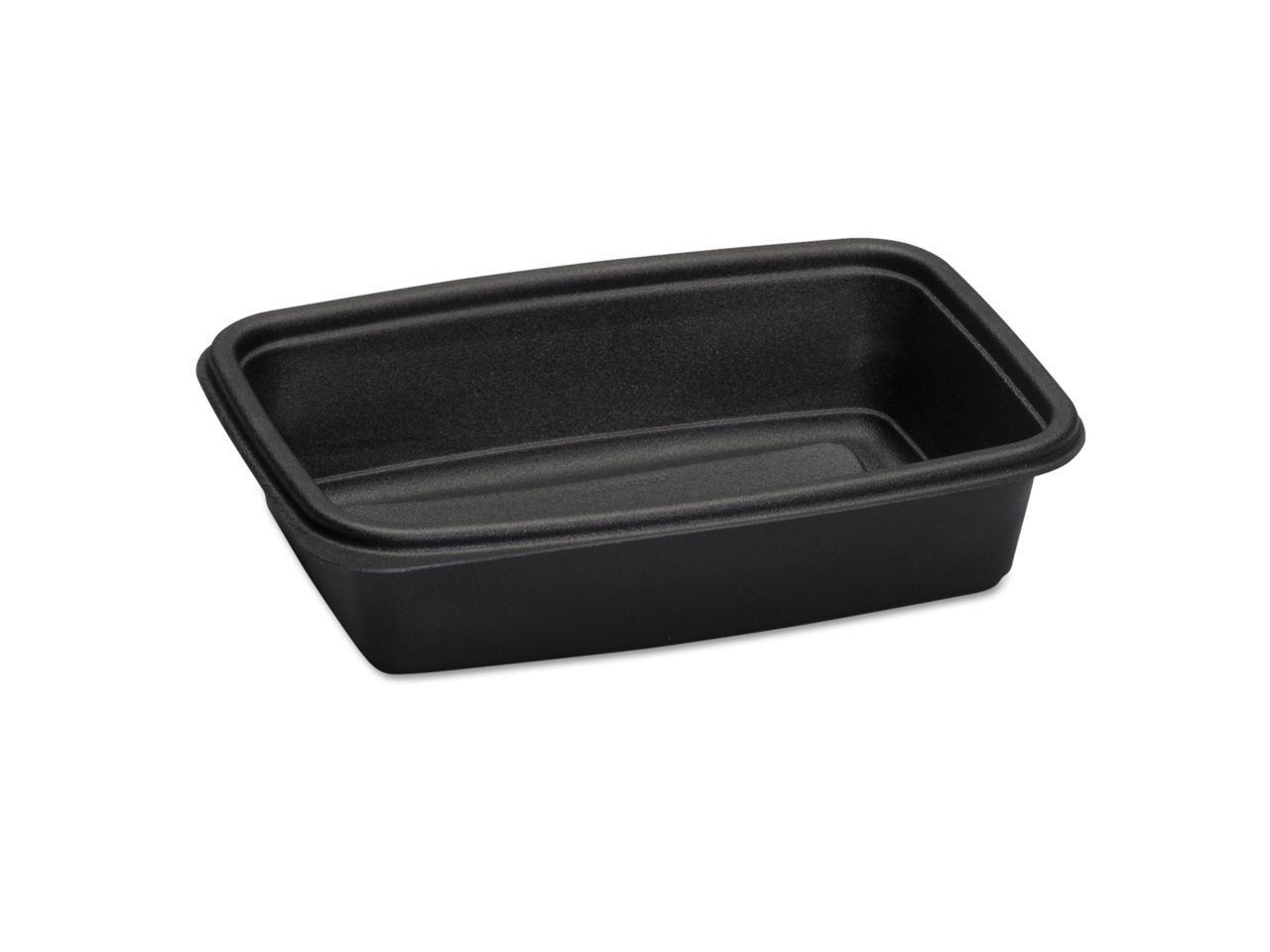 MicrowaveSafe Containers,32 oz, Plastic, Black, 83/4x61/8x2, 75/Bag