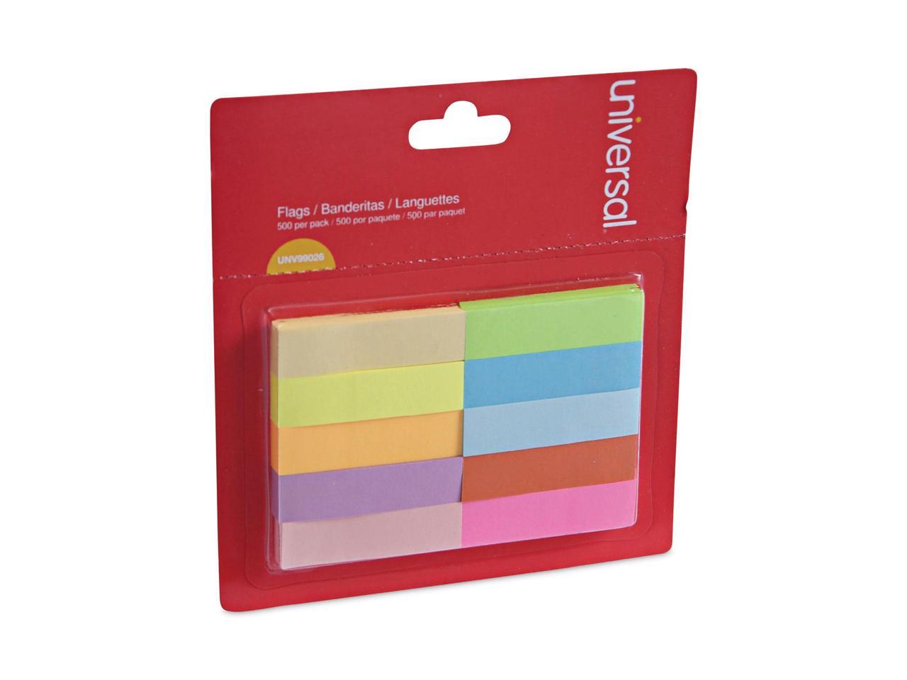 Universal SelfStick Page Tabs, 1/2" X 2", Assorted Colors, 500/Pack