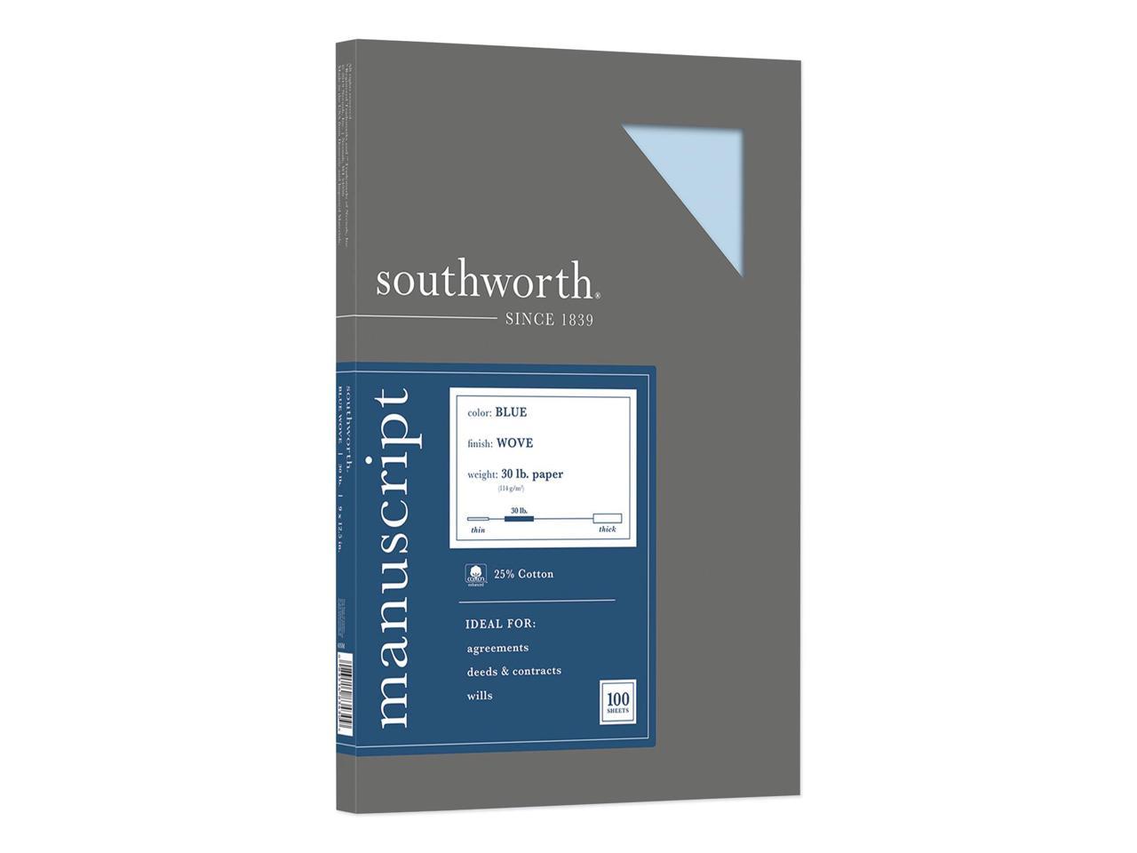 Southworth 25 Cotton Manuscript Covers, Blue, Wove, 100 per Box ...