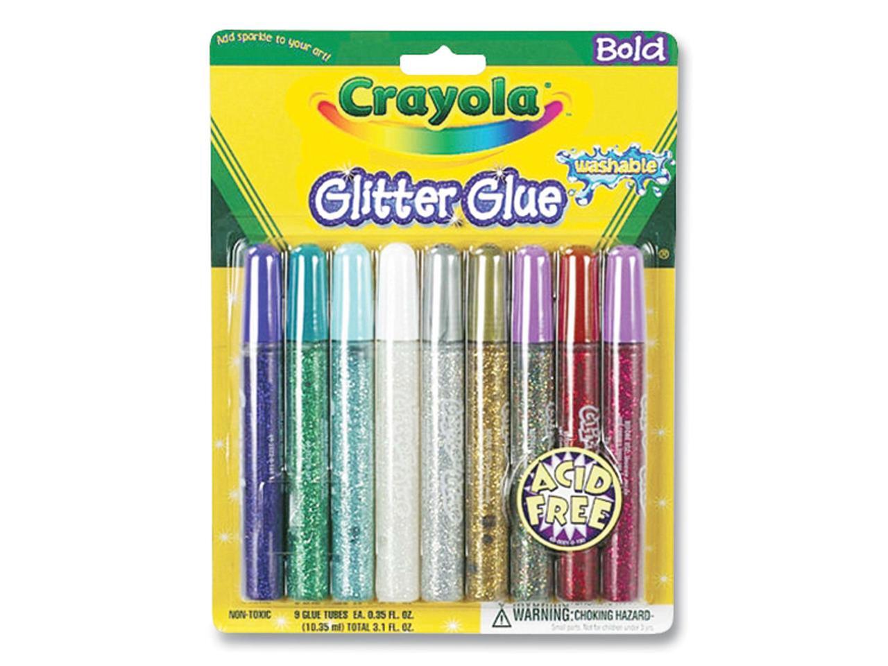 Crayola Washable Glitter Glue Pens .35 Ounce 9/PkgBold