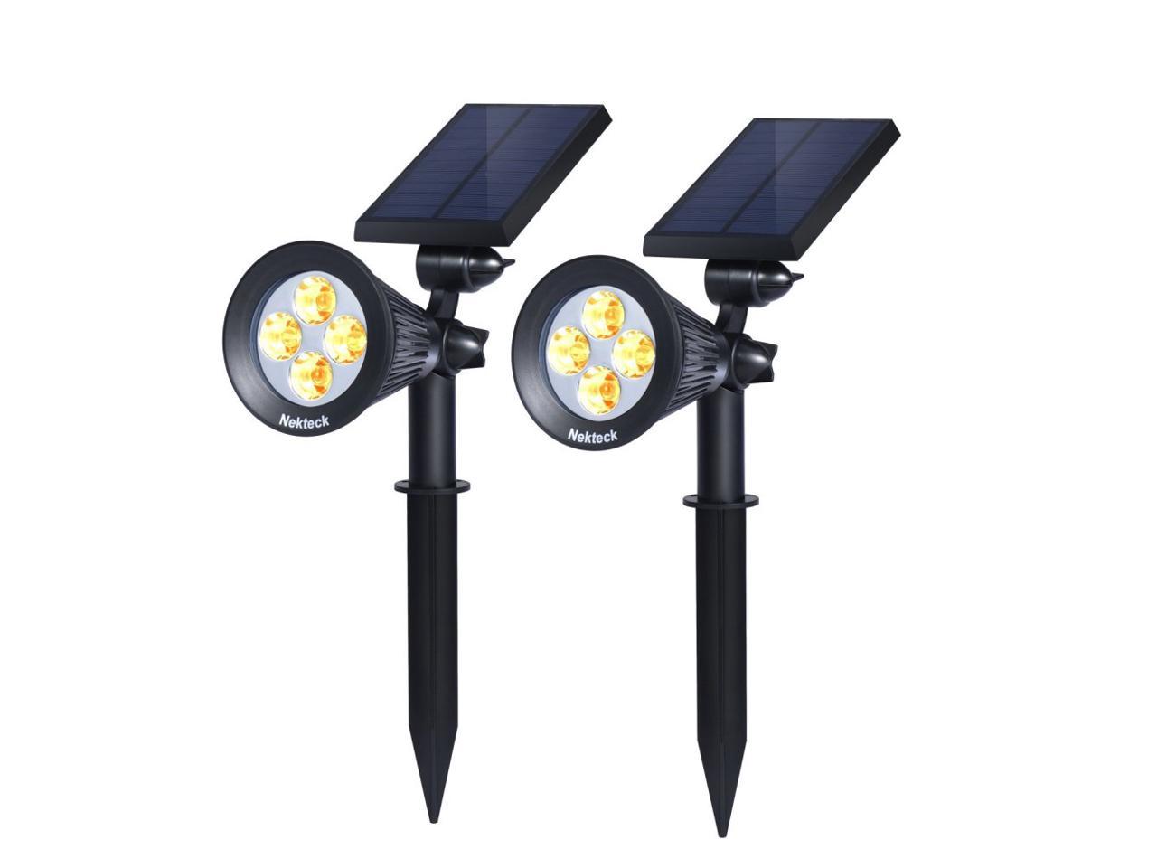 Walkway Nekteck Solar Lights Outdoor Yard Landscaping Decorative 2 in 1 Outdoor Solar Spotlights with Activated Auto On/Off for Pathway Patio Ground Garden 2 Pack,6000K Driveway 