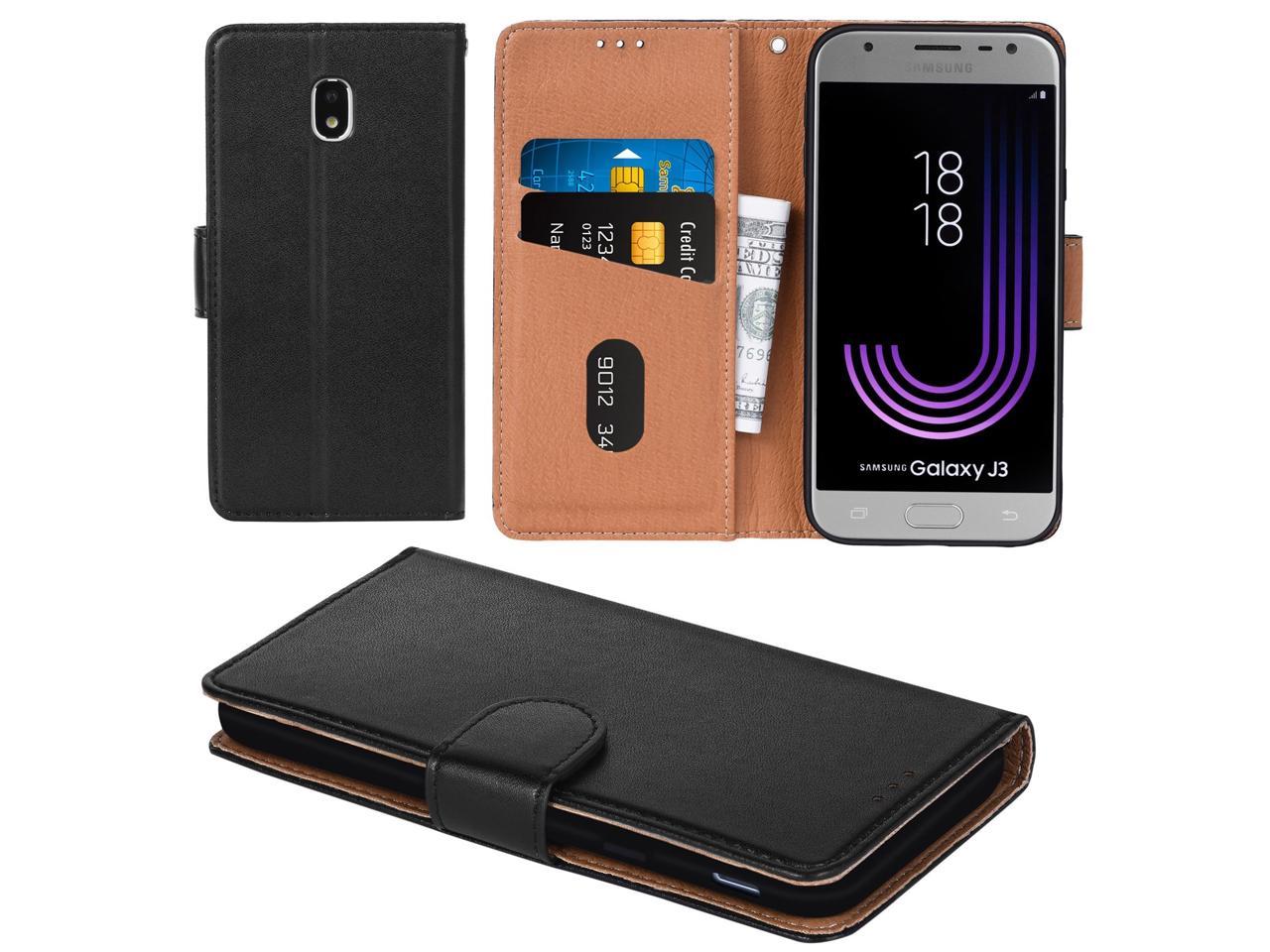 Aicoco Galaxy J3 Pro 17 Case Flip Cover Leather Phone Wallet Case For Samsung Galaxy J3 Pro 17 Black Newegg Com