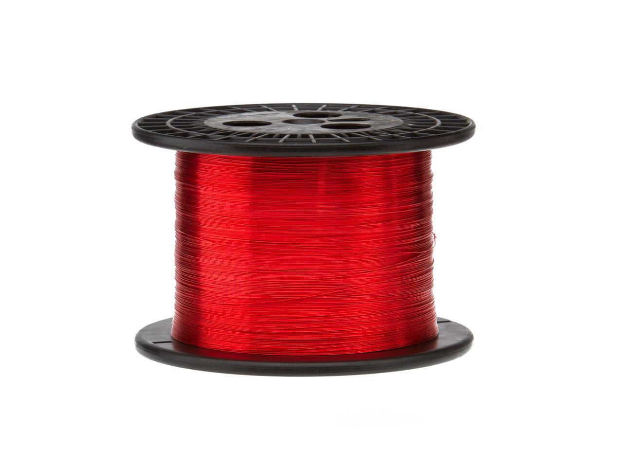 24 AWG Gauge Enameled Copper Magnet Wire 1.0 lbs 803' Length 0.0211" 155C Red 