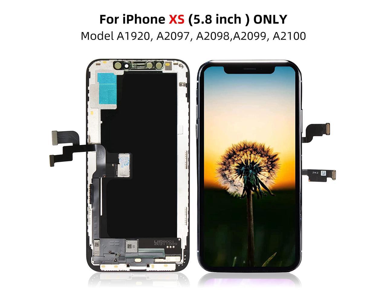 Model A1920, A2097, A2098, A2100 Screen Replacement Compatible with iPhone Xs 5.8 inch Touch Screen Display Digitizer Assembly with Repair Tool Kit Magnetic Screw Map Tempered Glass 