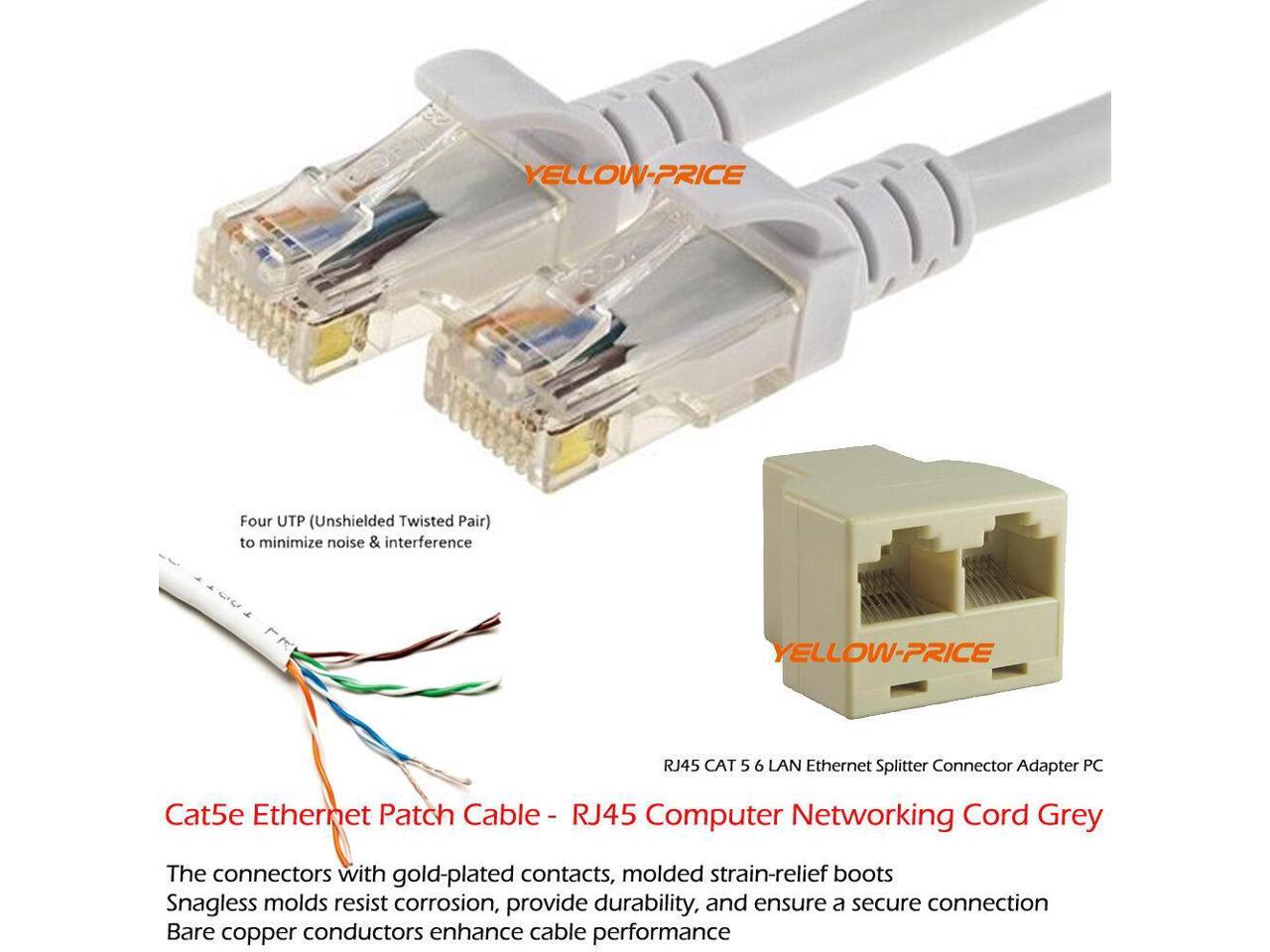 Cat5e Ethernet Patch Cable 17 Ft RJ45 Computer Networking Cord Made in USA, Purple