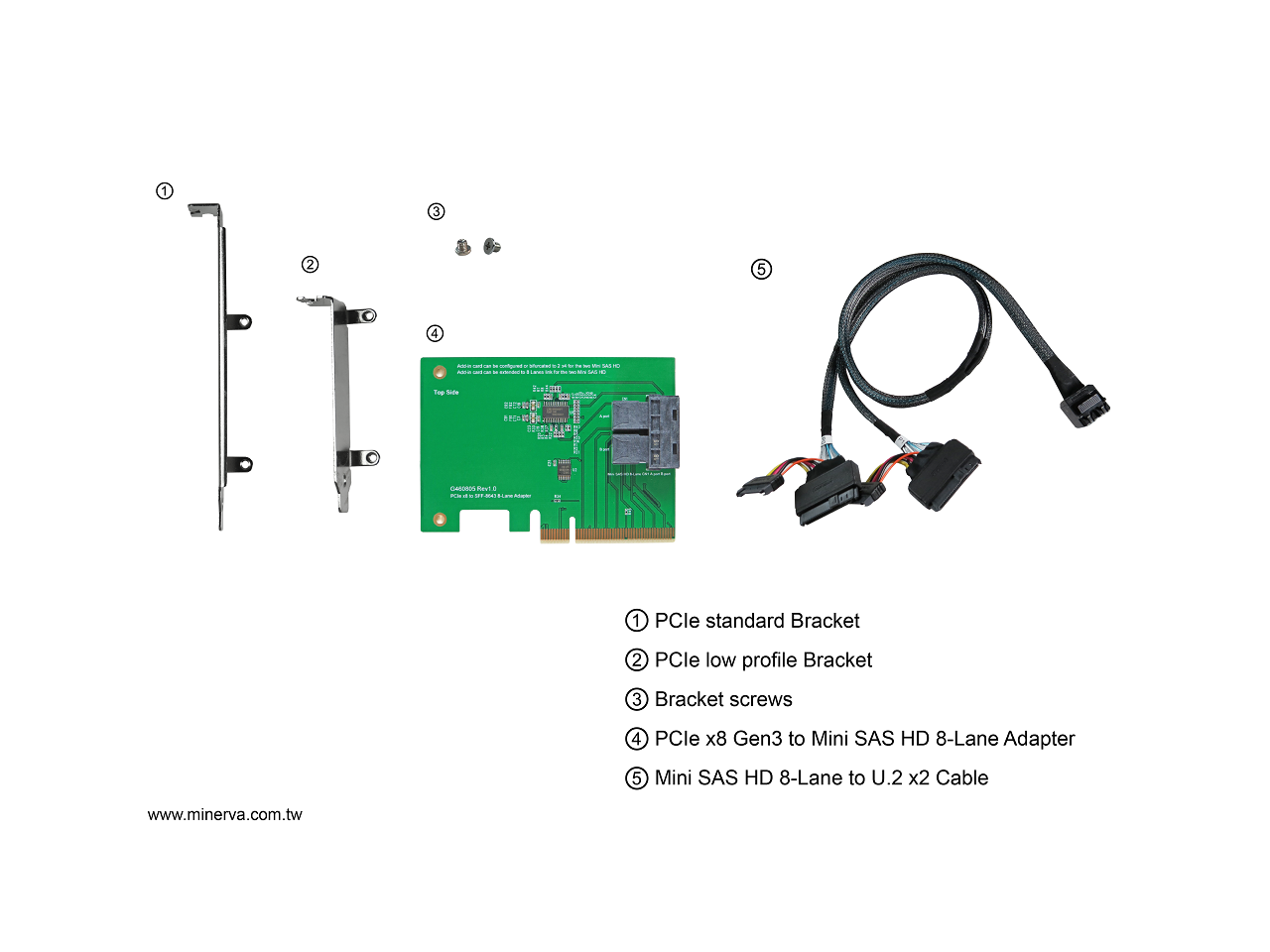Innocard PCIe x8 Gen3 to Mini SAS HD (SFF8643) 8Lane Adapter with