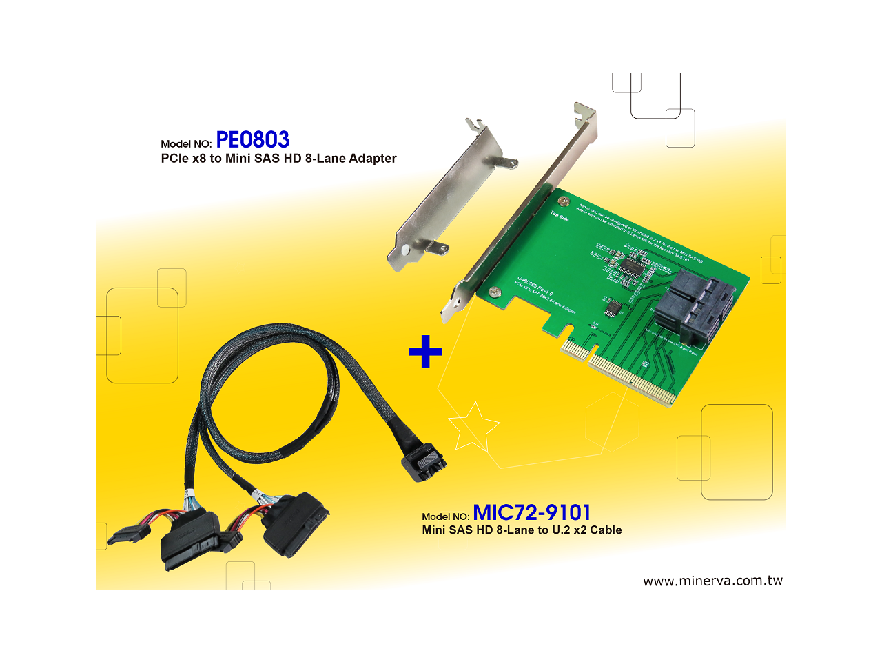 Innocard PCIe x8 Gen3 to Mini SAS HD (SFF8643) 8Lane Adapter with