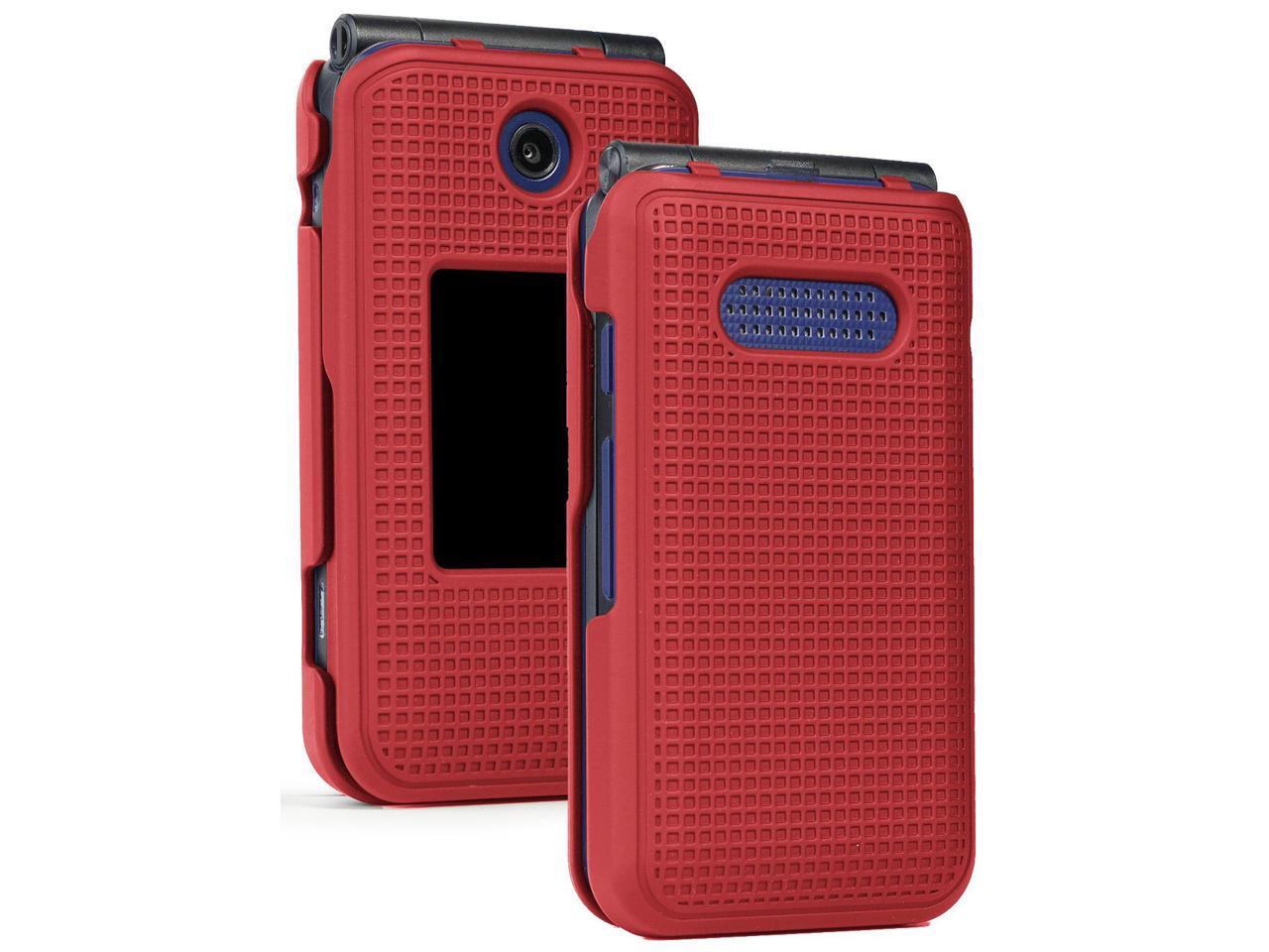 Red Grid Case Slim Hard Cover for Cricket Debut Flip, Cingular Flip 4