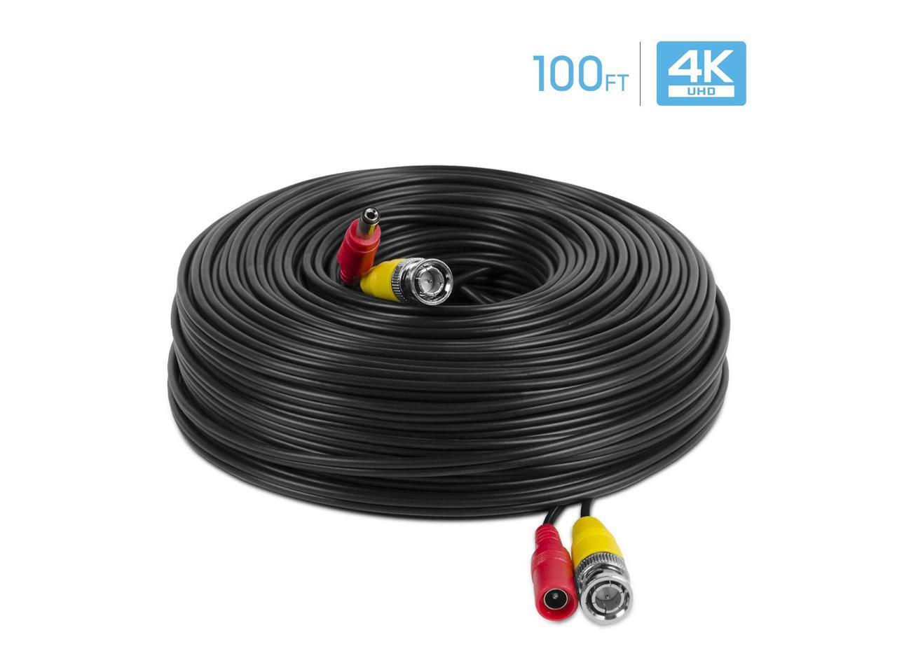 Amcrest 4k Security Camera Cable 100ft Bnc Cable Camera Wire Cctv Pre Made All In One Video And Power Cable For Security Camera Hdcvi Hdtvi Camera Analog Dvr Scable4k100b Pp Newegg Com