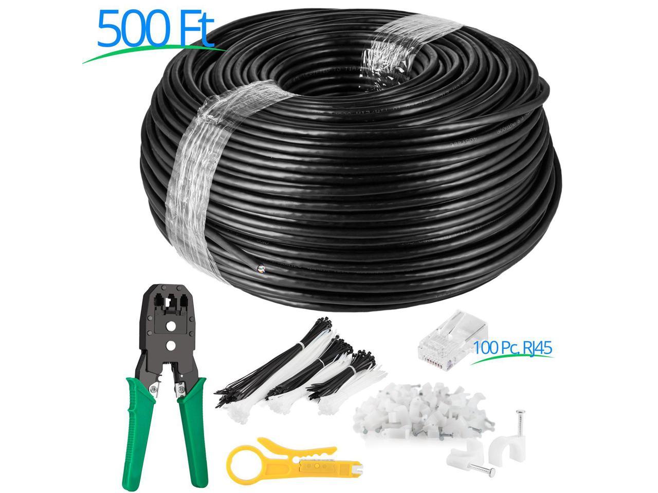 200ft – Black Waterproof Ethernet Cable Suitable for Direct Burial Installations. Maximm Cat6 UV Outdoor Cable Zero Lag Pure Copper 550Mhz