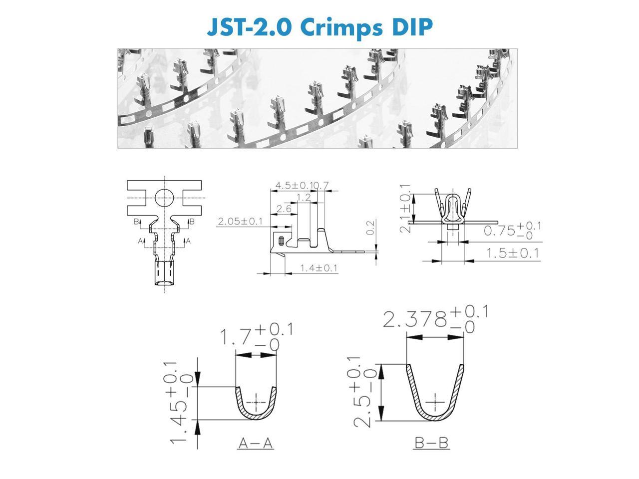 JST PH 2.0 mm pitch Female Pin Header 750 Pieces 2.0 mm JST-PH JST Connecteur Kit