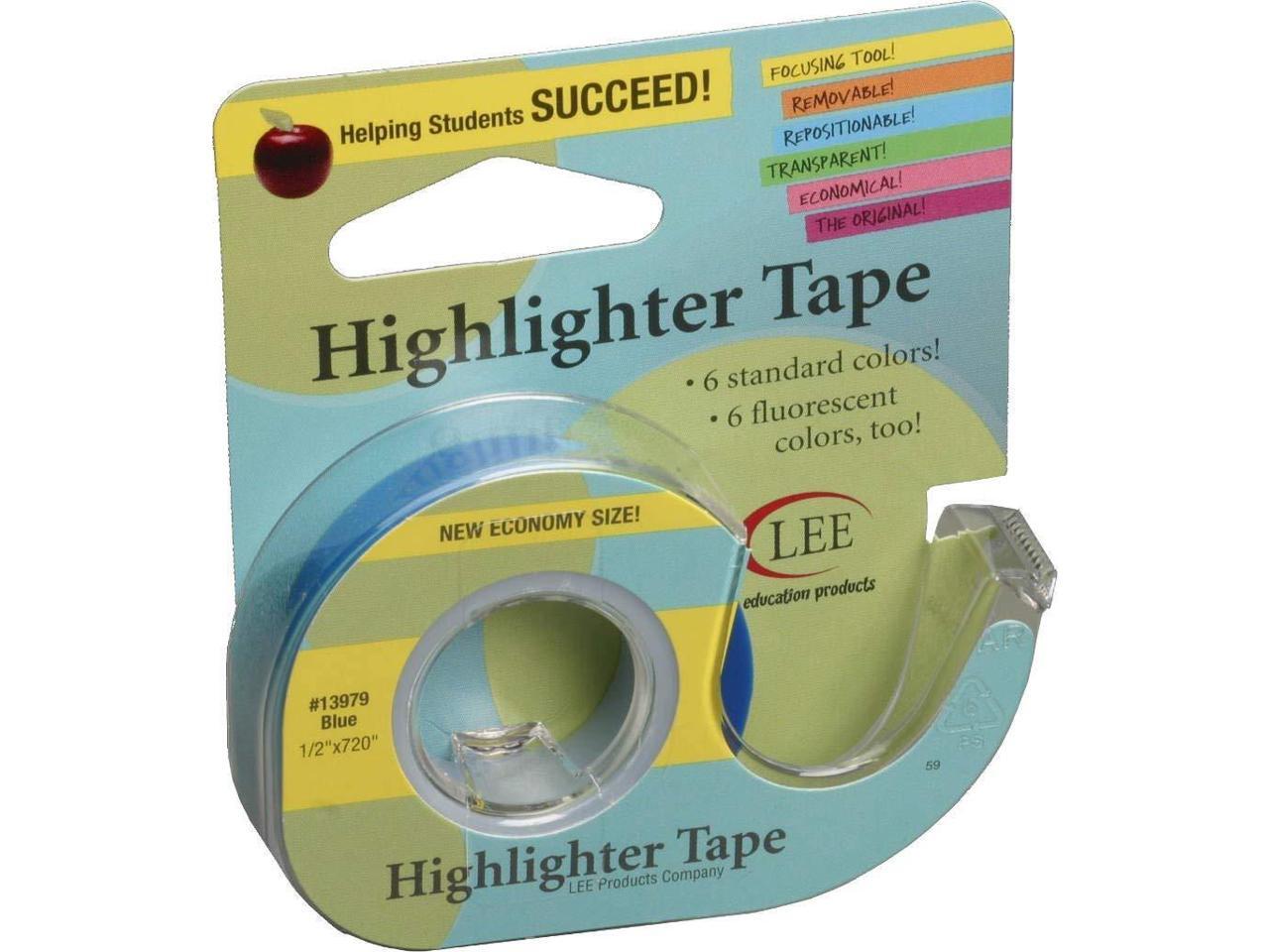 Lee Products Co. 1/2Inch Wide 720Inch Long Removable Highlighter Tape, Economy Size with