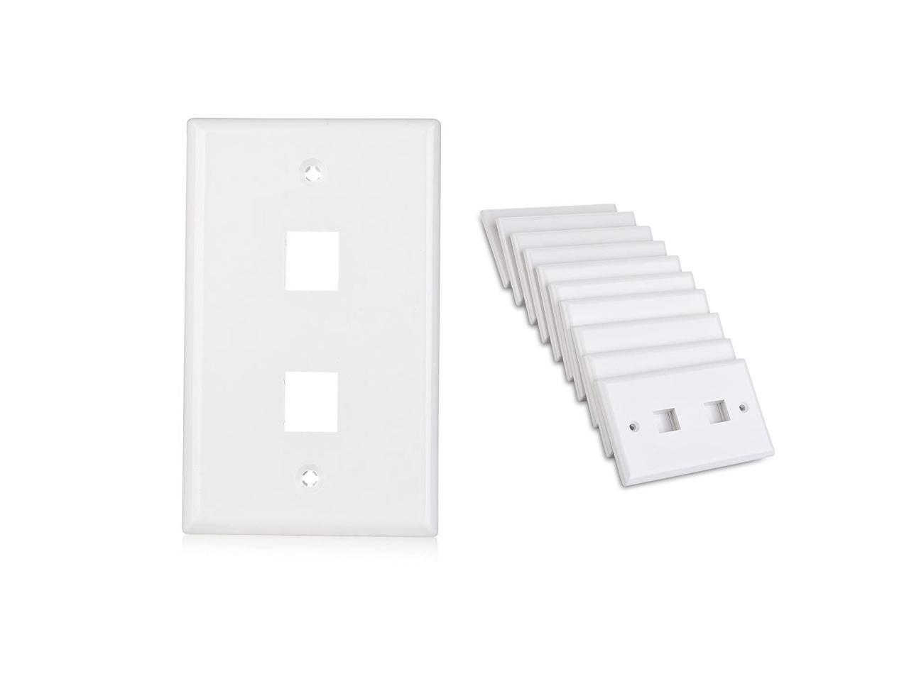Cable Matters UL Listed 10-Pack Wall Plate with 2-Port Keystone Jack in White 
