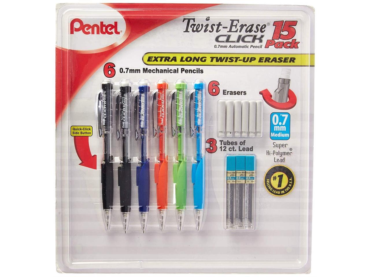 White 12 Tubes Pentel Refill Eraser for Mechanical Pencils 4 Erasers Per Tube 