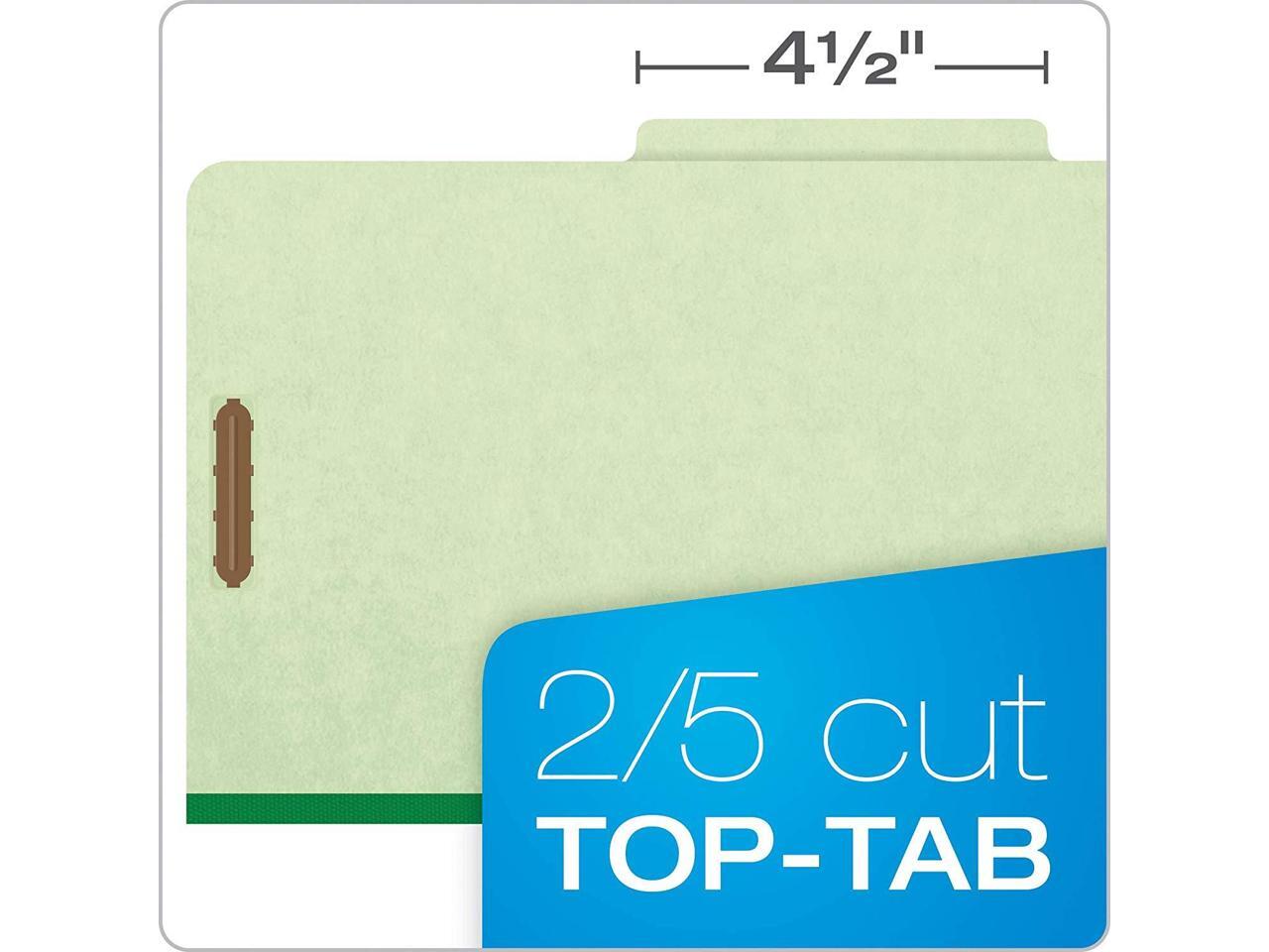 2 Dividers 2257Y Yellow Legal Size 2//5 Cut 10 Per Box Pendaflex Top-Tab Pressboard Classification Folders