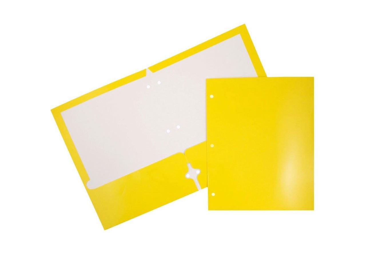 25-Pack NEW 2-Pocket Glossy Laminated White Presentation Folders 9.25" X 12" 