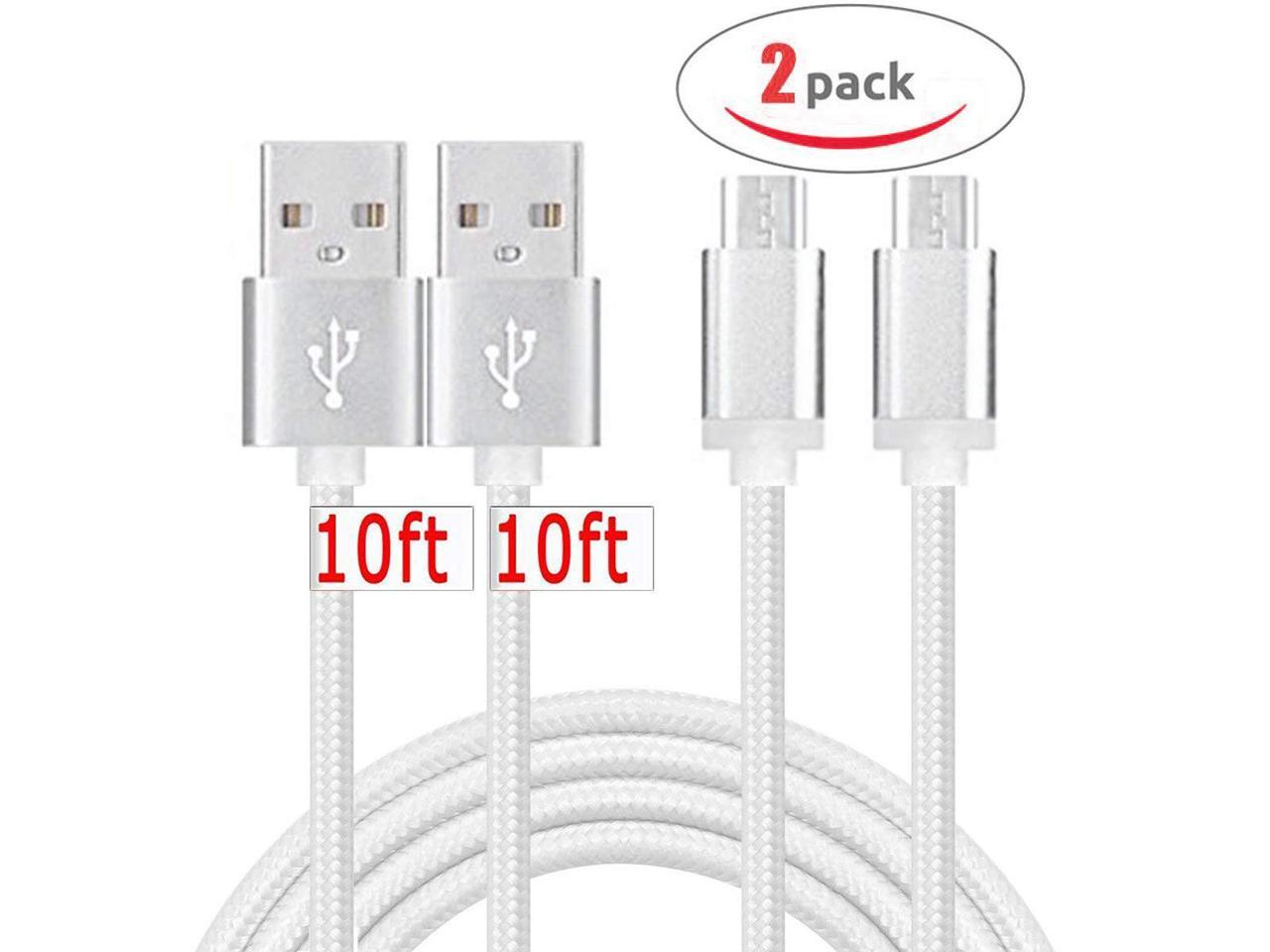 Aristo Compatible White 6ft Long USB Cable Rapid Charger Sync Power Wire Data Transfer Cord Micro-USB for LG Aristo 