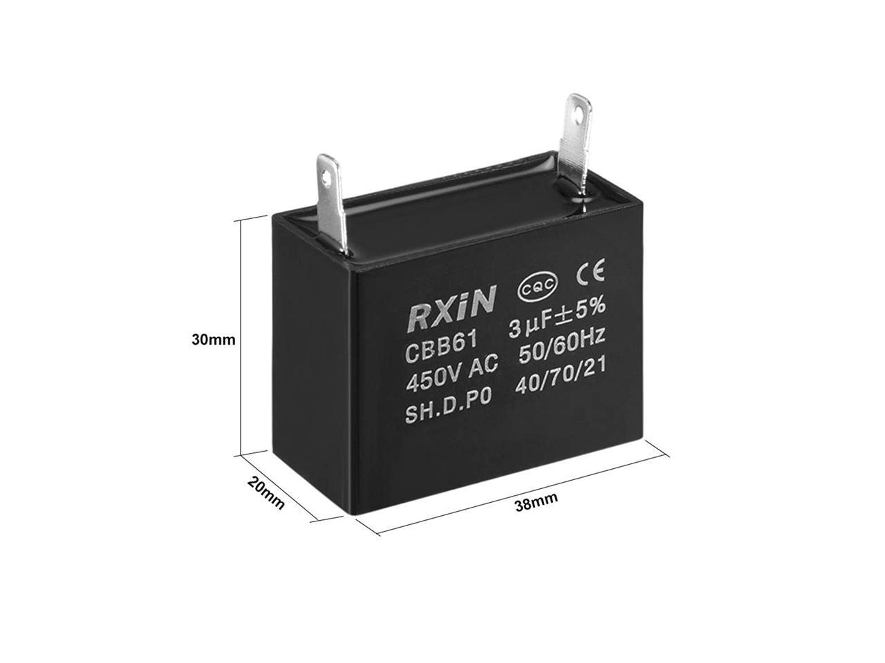 Uxcell Cbb61 Run Capacitor 450v Ac 3uf Single Insert