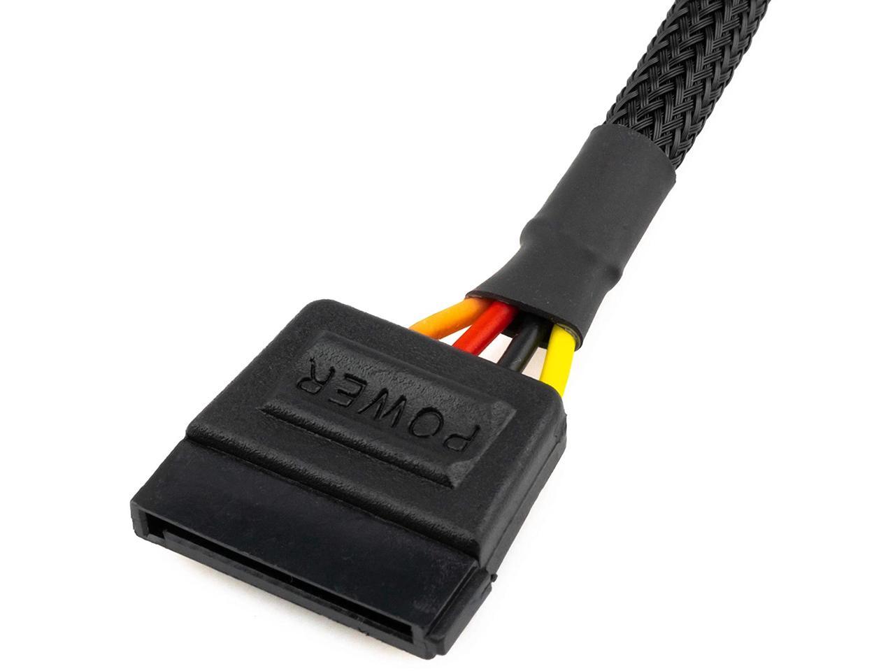 CRJ SATA Power Extension Cable with High Density Black Sleeving 12 