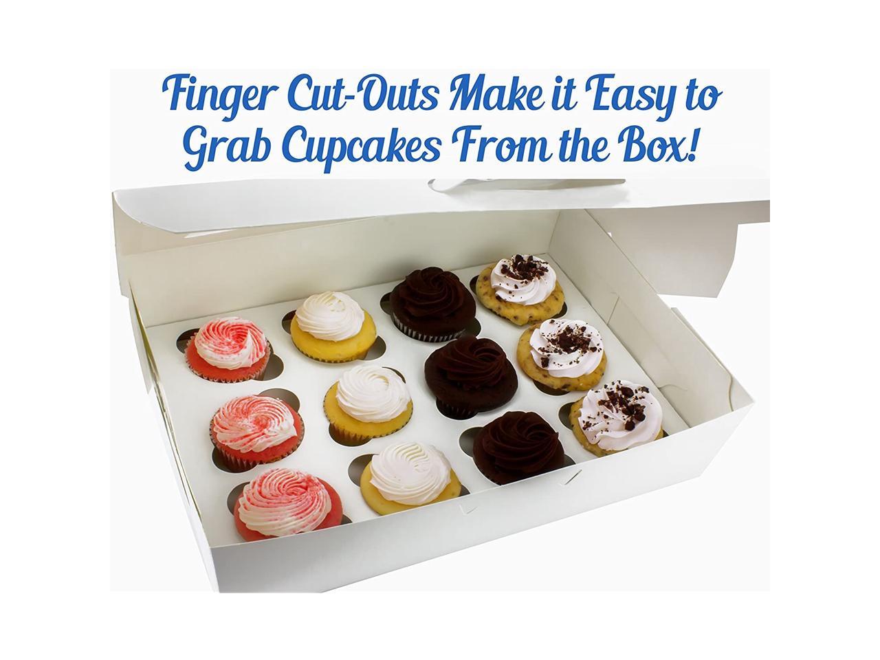 Pro-Quality Bakery Boxes for Cupcakes with Display Window and Cupcake  Inserts 12 Pack. Each Recyclable, Bright White Box Displays 1 Dozen Cup  Cakes. 
