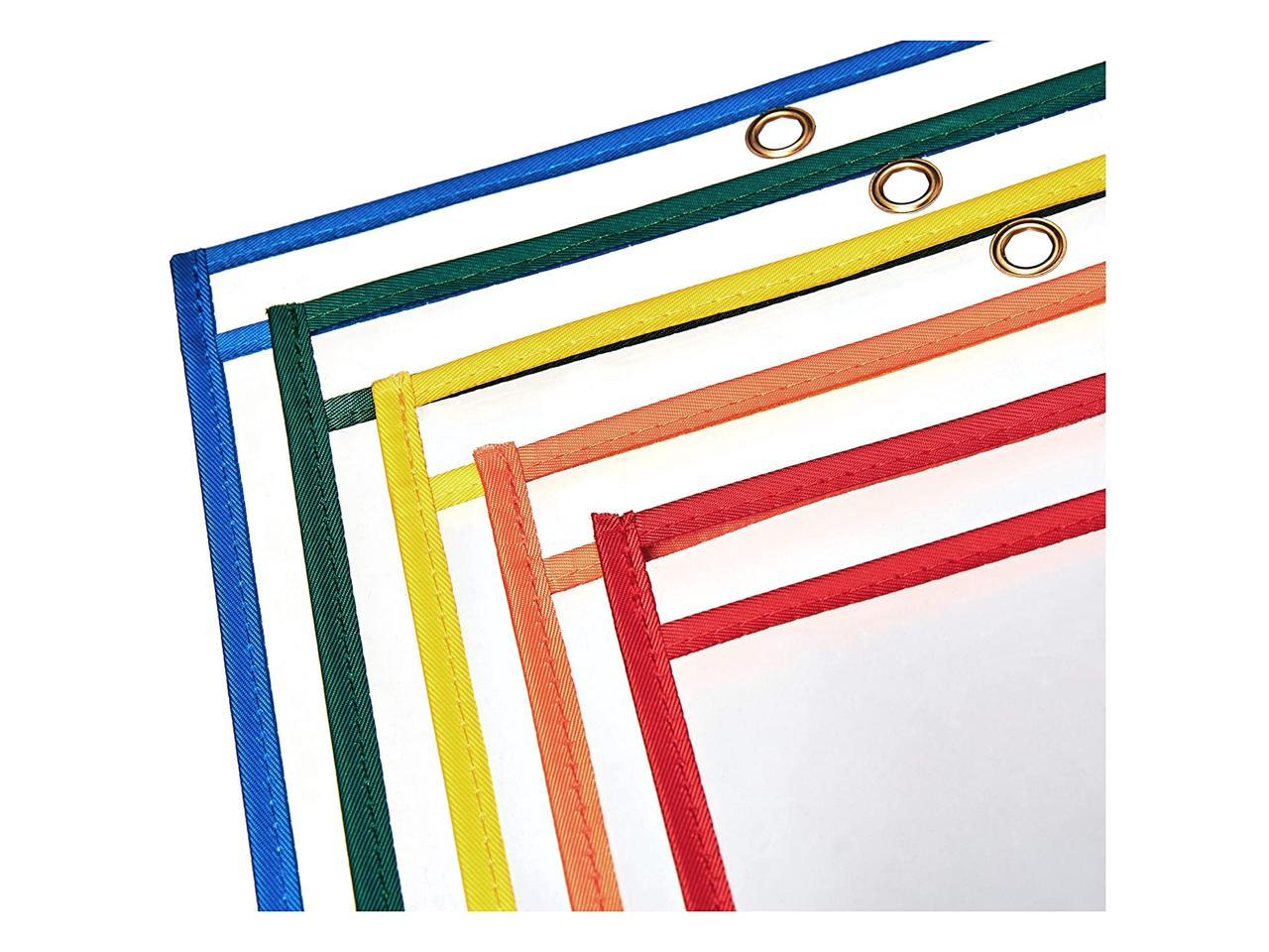Clear Work Order Plastic Sleeves 10 Pack Horizontal Job Ticket Holders 8.5x11 with 3 Holes for Classroom Shops Warehouse Office Home Reusable Dry Erase Shop Ticket Holders 8 1/2 x 11 Pockets 