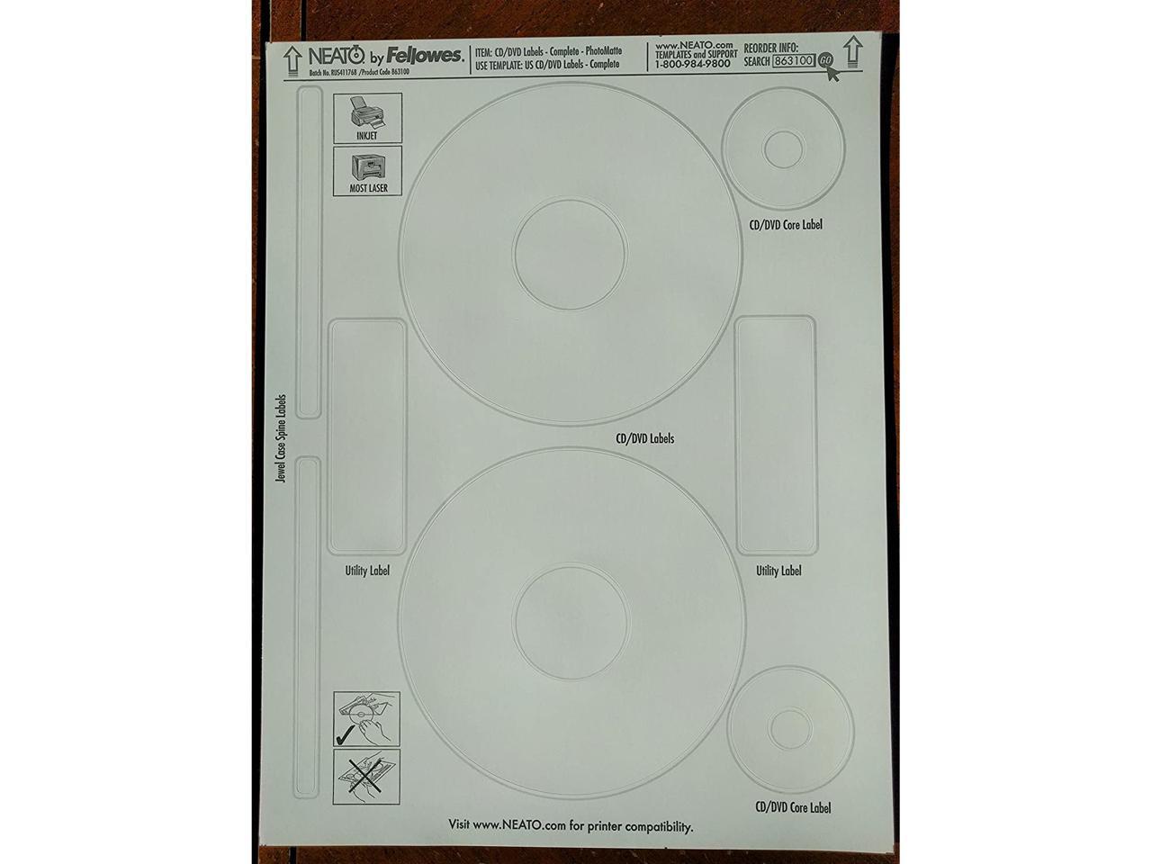 NEATO CD Labels - DVD Labels - for Inkjet and Laser Printers Intended For Neato By Fellowes Cd Label Template