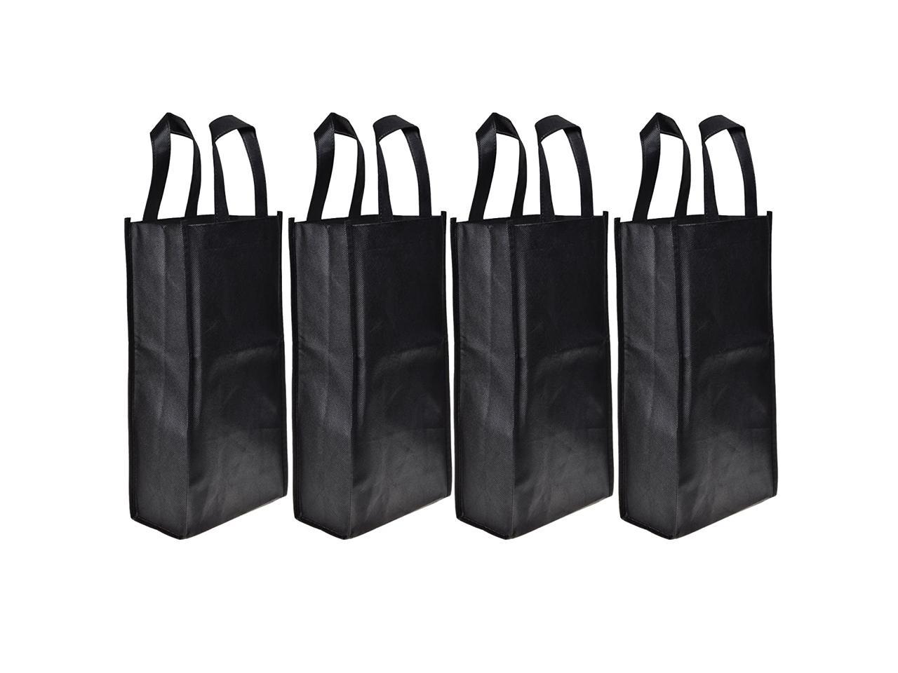 Reusable Gift Bag Cosmos ® 4 Pack Non-Woven 2-Bottle Wine Tote Bag Holder Black 