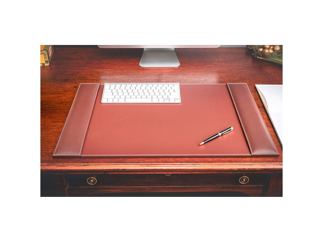 Dacasso Rustic Brown Desk Pad with SideRails, 25.5 by 17.25Inch