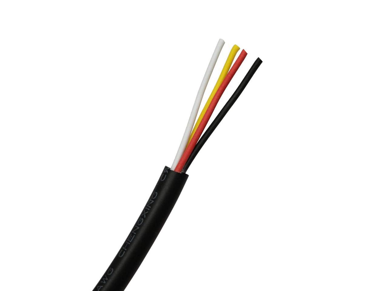 16awg Ul2464 Power Cable Led Red & Black & Yellow & White 4 Conductors 25ft