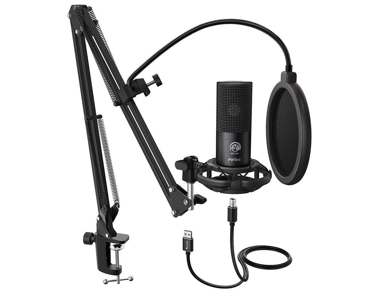 FIFINE Studio Condenser USB Microphone Computer PC Microphone Kit with
