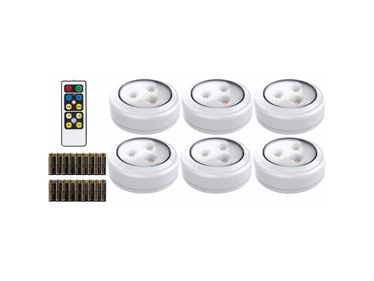 Brilliant Evolution BRRC135 Wireless LED Puck Light 6 Pack With Remote Contro... 