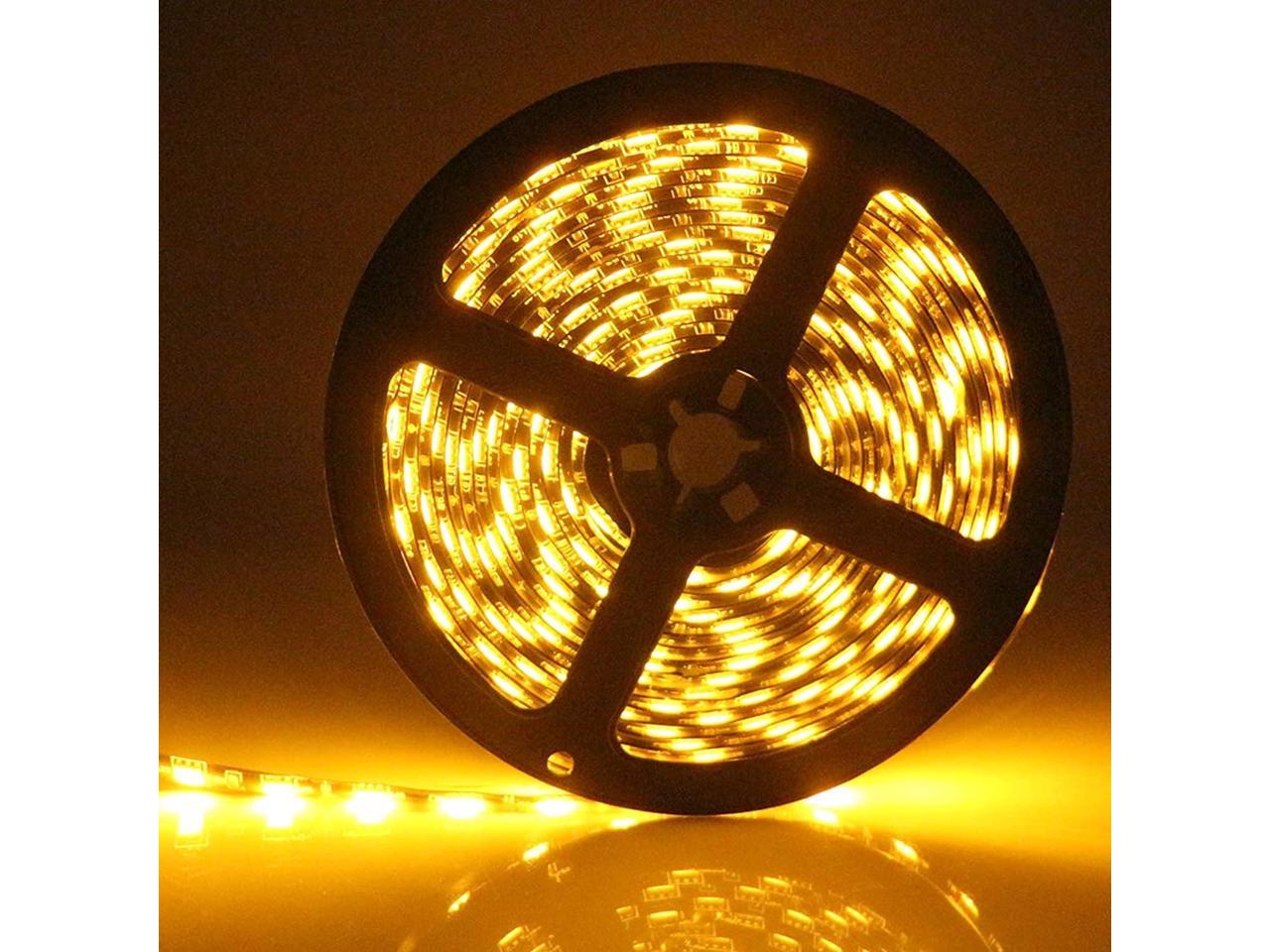 EverBright Led Strip Lights Waterproof, Flexible Led Light Strips, Amber Led  Strip 16.4Ft 5050 SMD 300 LED PCB Black for Home Bedroom Car Party Holiday  Neon Mall Booth House Decoration Stage Lights -