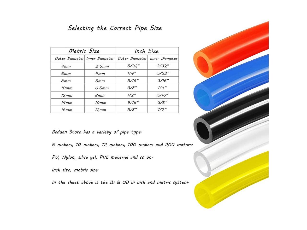 Inner Diameter 10 mm Outer Diameter 12 mm 25 ft Hard Clear Nylon Plastic-Metric Tubing for Fuel and Lubricant Applications