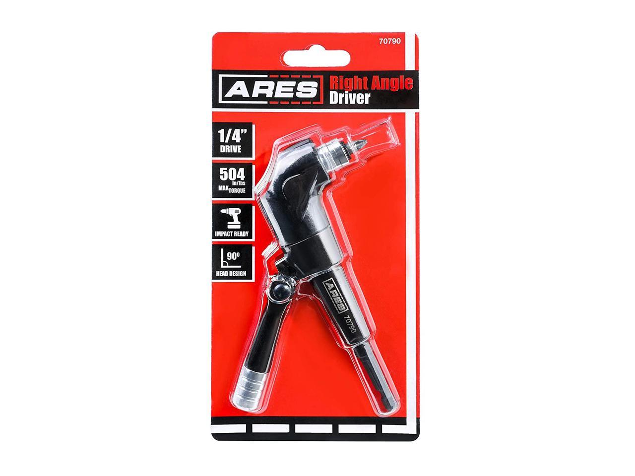 Max Torque of 504 in/lbs For Use with 18 Volt or 2,000 RPM Drills ARES 70790 Easily Swap Out 1/4-inch Drive Bits Features Quick Release Right Angle Driver 