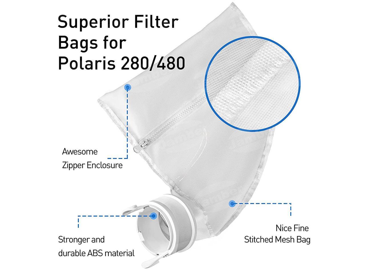 Pack Of 2 Nylon Mesh Pool Cleaner Bags Bag Zipper Replacement for Polaris 280 