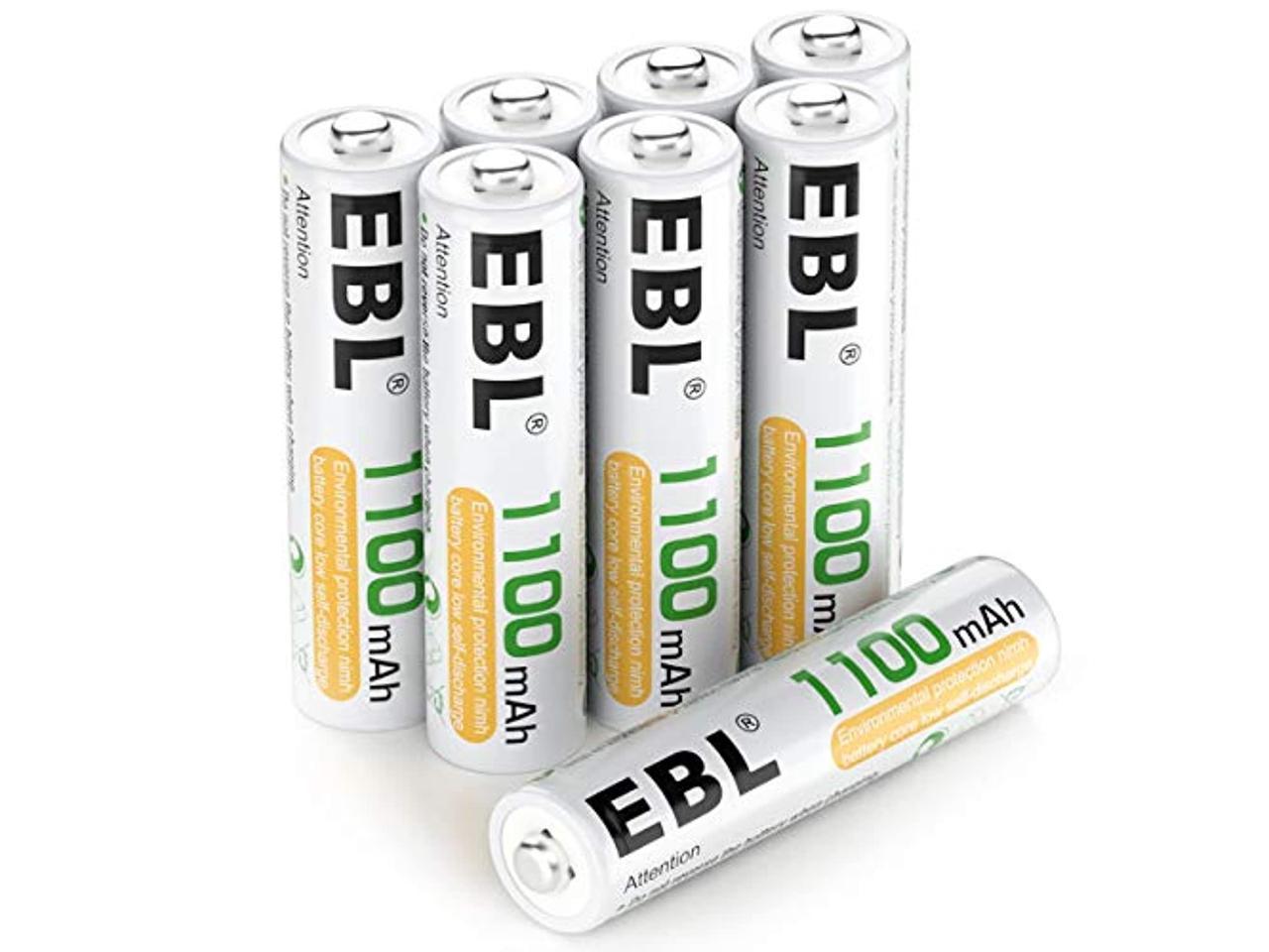 EBL 8 Pack AAA Ni-MH Rechargeable Batteries AAA Batteries ProCyco Technology Typical 1100mAh, Minimum 1000mAh 