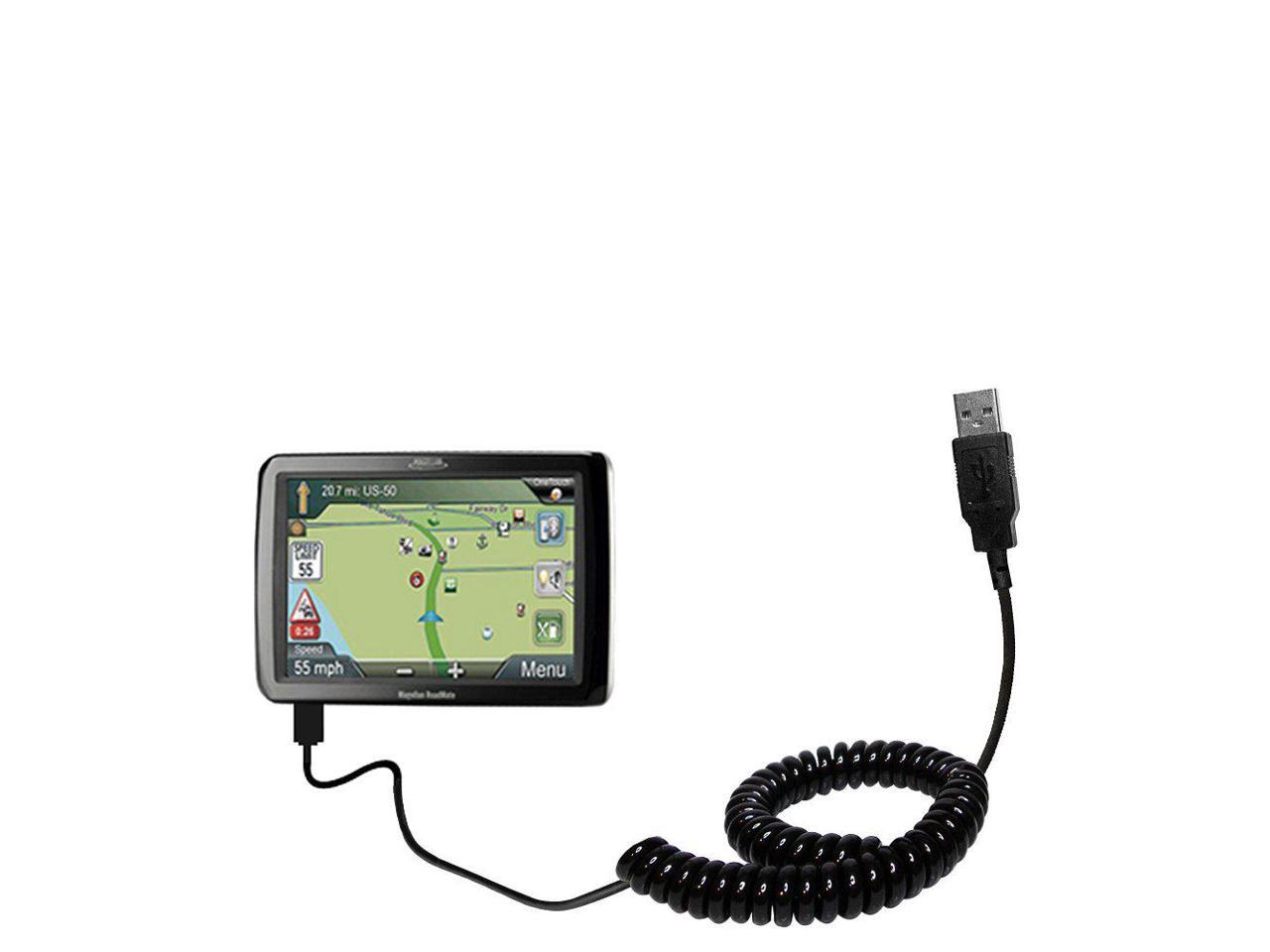 Coiled Power Hot Sync USB Cable for the Magellan Roadmate 1210 with both data and charge features Uses Gomadic TipExchange Technology 