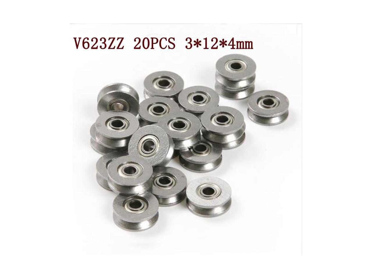 20pc "V" Groove 12mm Round Steel Wheel Pulley Bearing Roller For 2.5mm Wire Rope