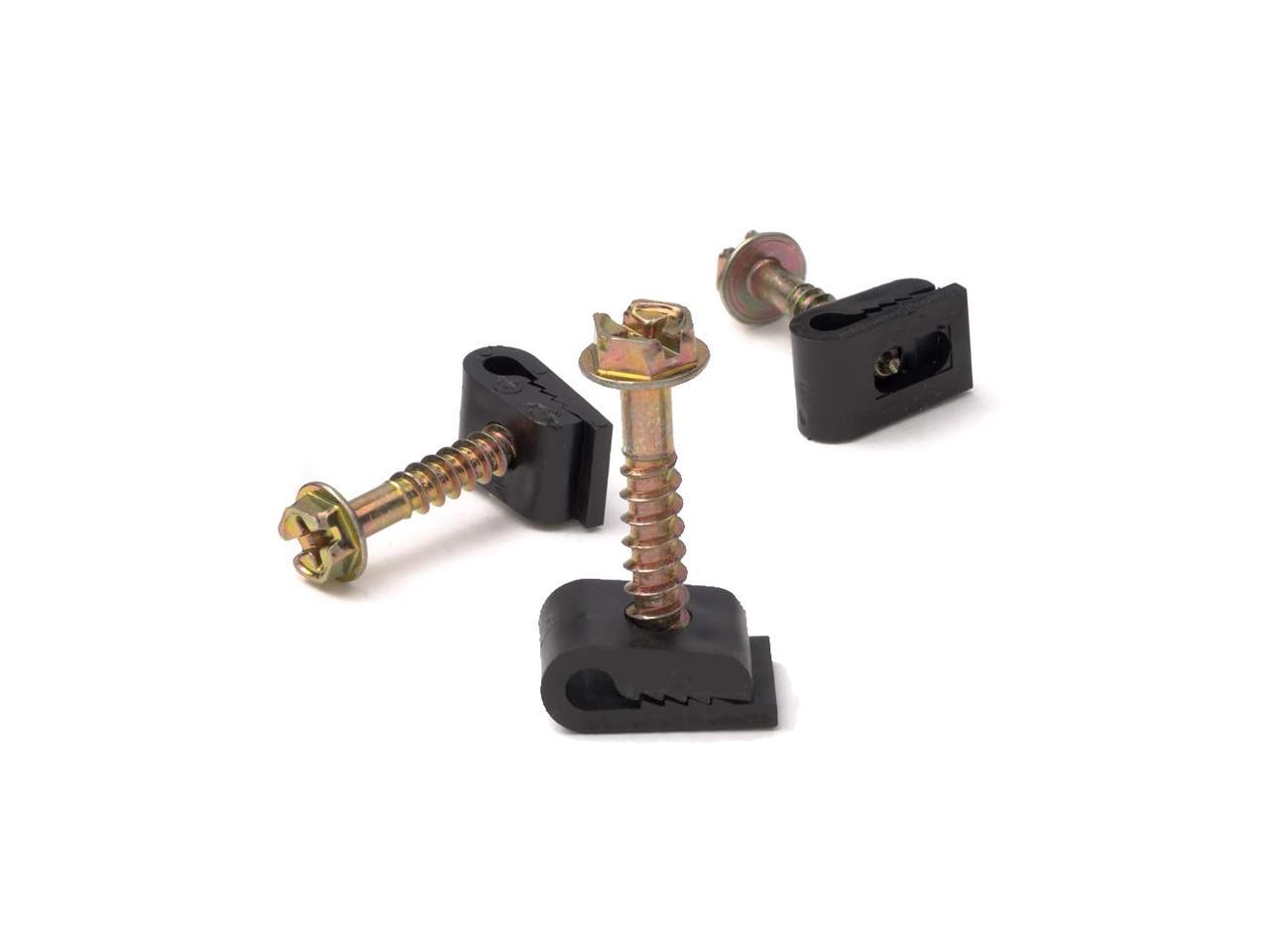 SatelliteSale Ground Wire Black Flex Clips with Screw 10 12 14 Gauge GA