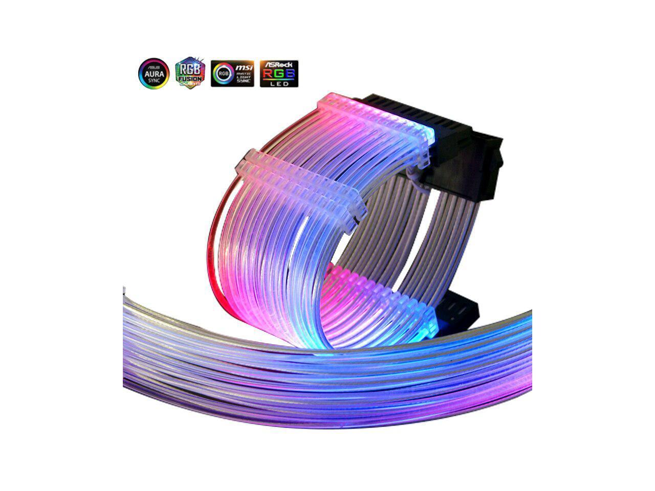 RGB PSU Extension Cable Kit,ATX 24Pin GPU 8Pin Triple Streamer PCIE 6