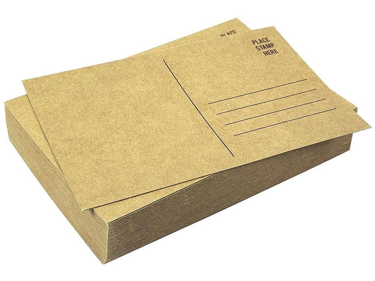 Set of 50 Brown Kraft Paper Blank Postcards Pack Self Mailer Mailing Side 50 